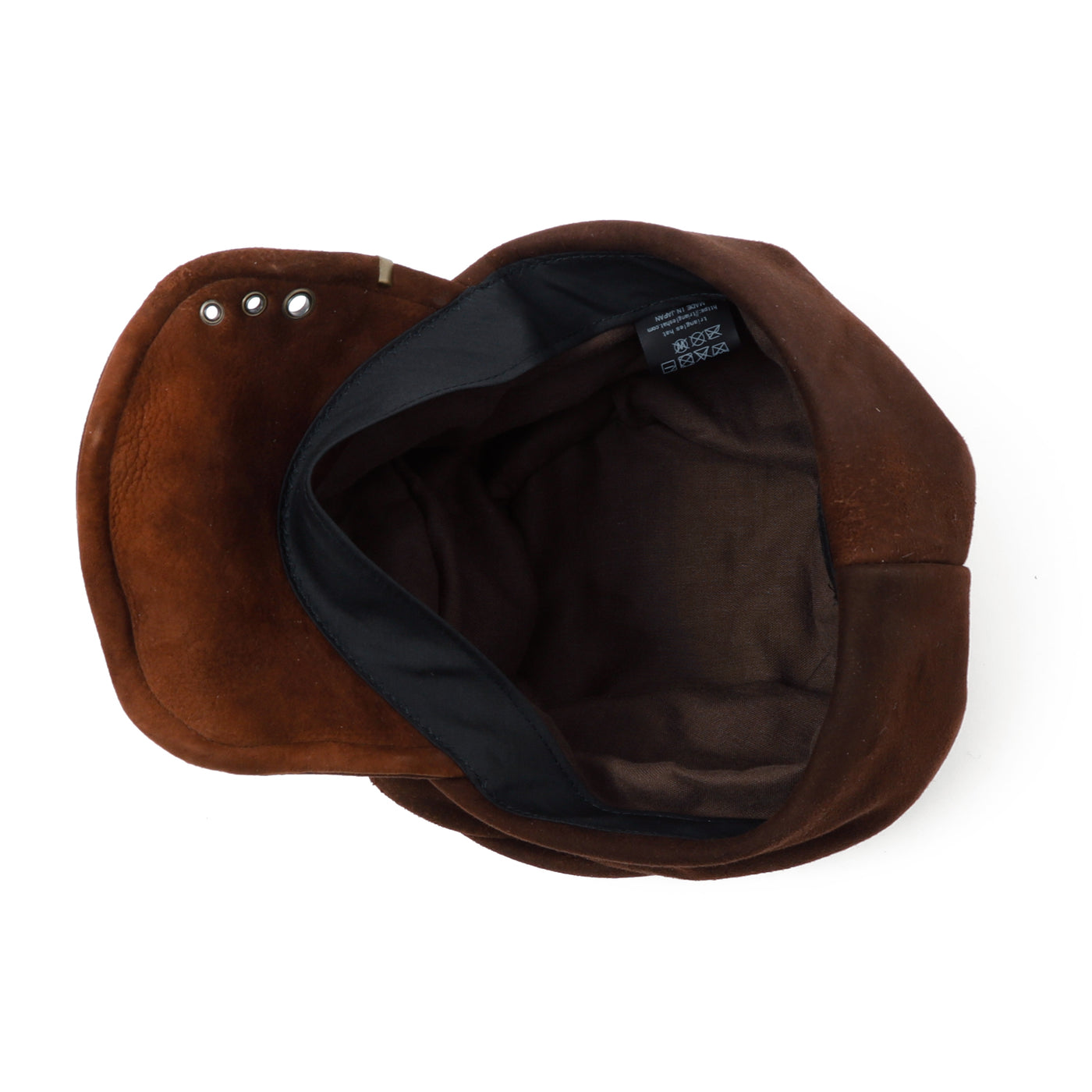 Deep Brown Leather Turn Cap / BROWN