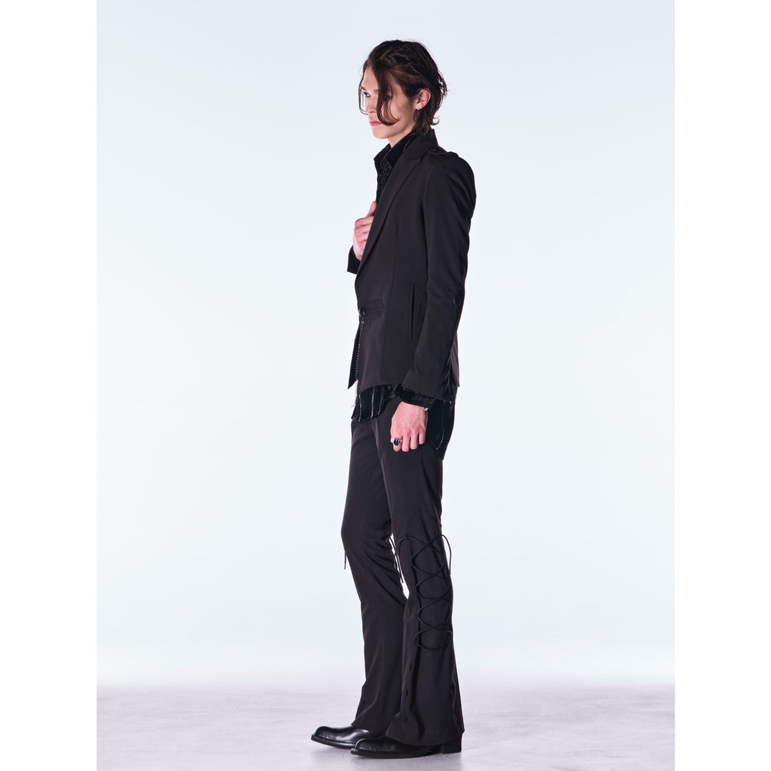 kiryuyrik(キリュウキリュウ)PE Gabardine LaceUpFlareSlacks / Black