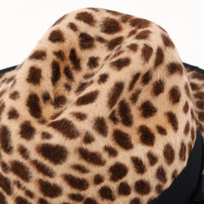 Beige Leopard Leather Chain Hat / BEIGE