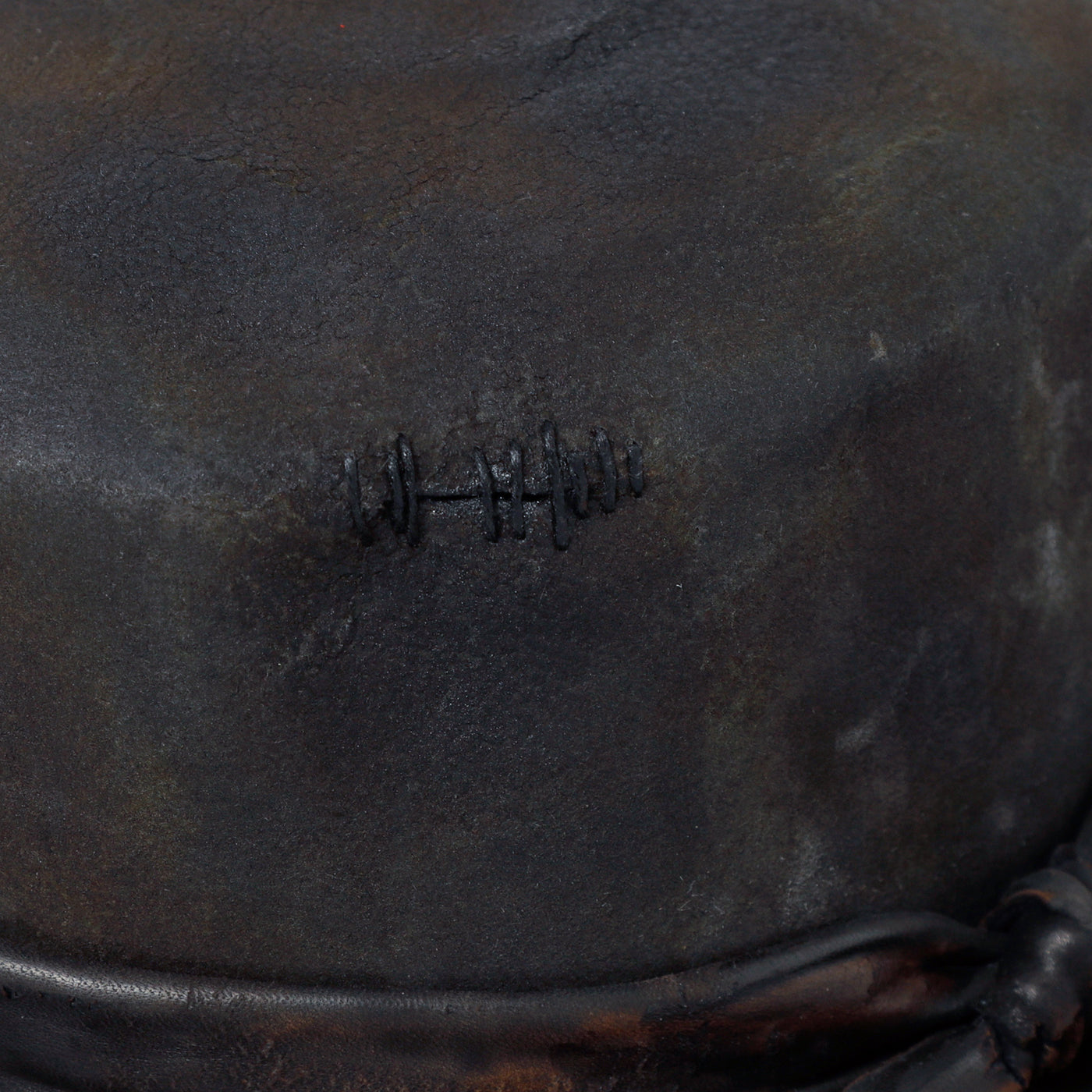 Charcoal Leather Flat Hat / BLACK