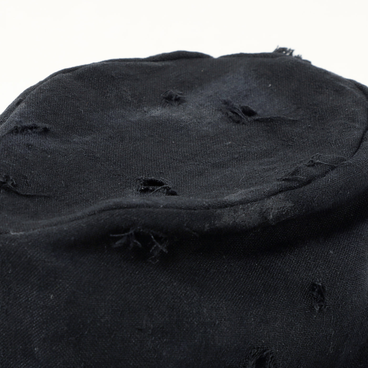 Dirty Black Linen Damaged Fedora Hat / BLACK