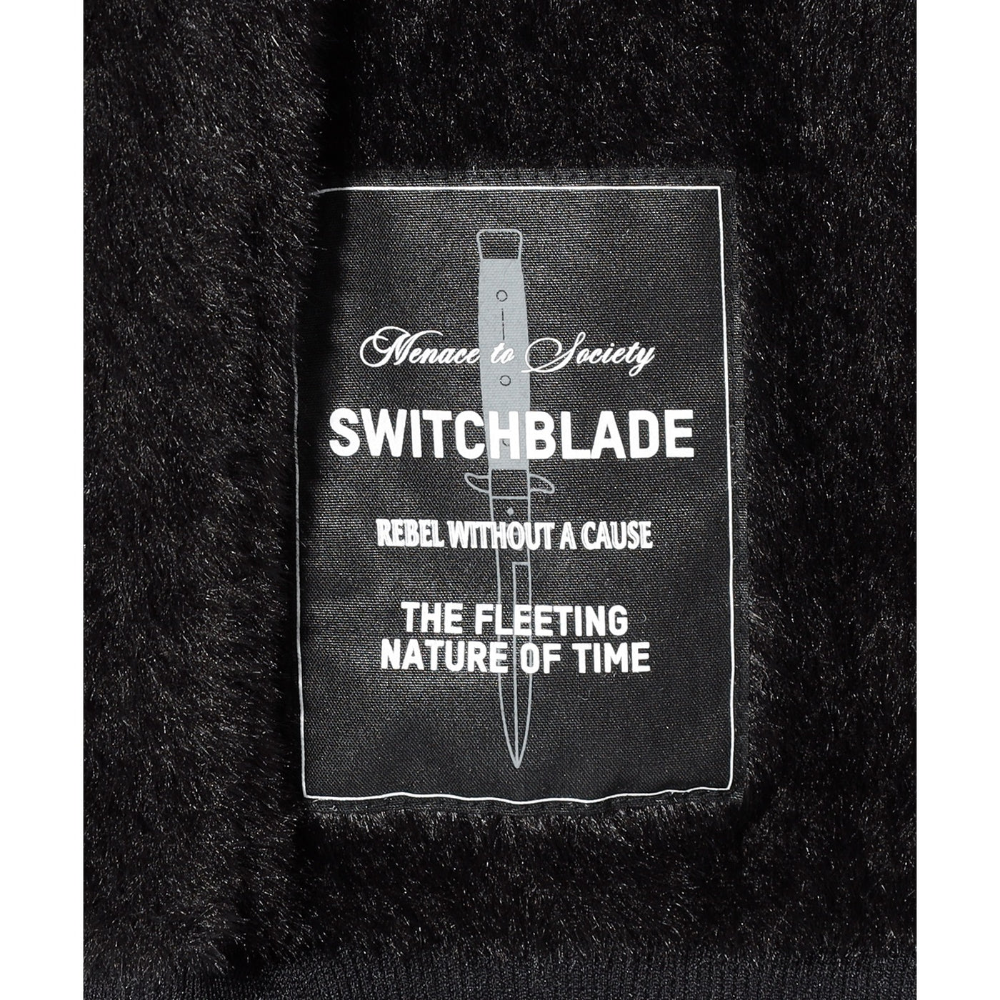 SB METALLIC LOGO SHAGGY CARDIGAN / BLACK