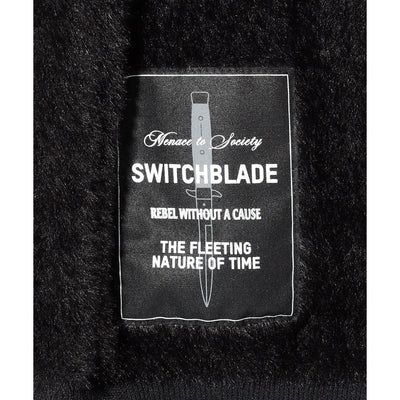 SB METALLIC LOGO SHAGGY CARDIGAN / BLACK