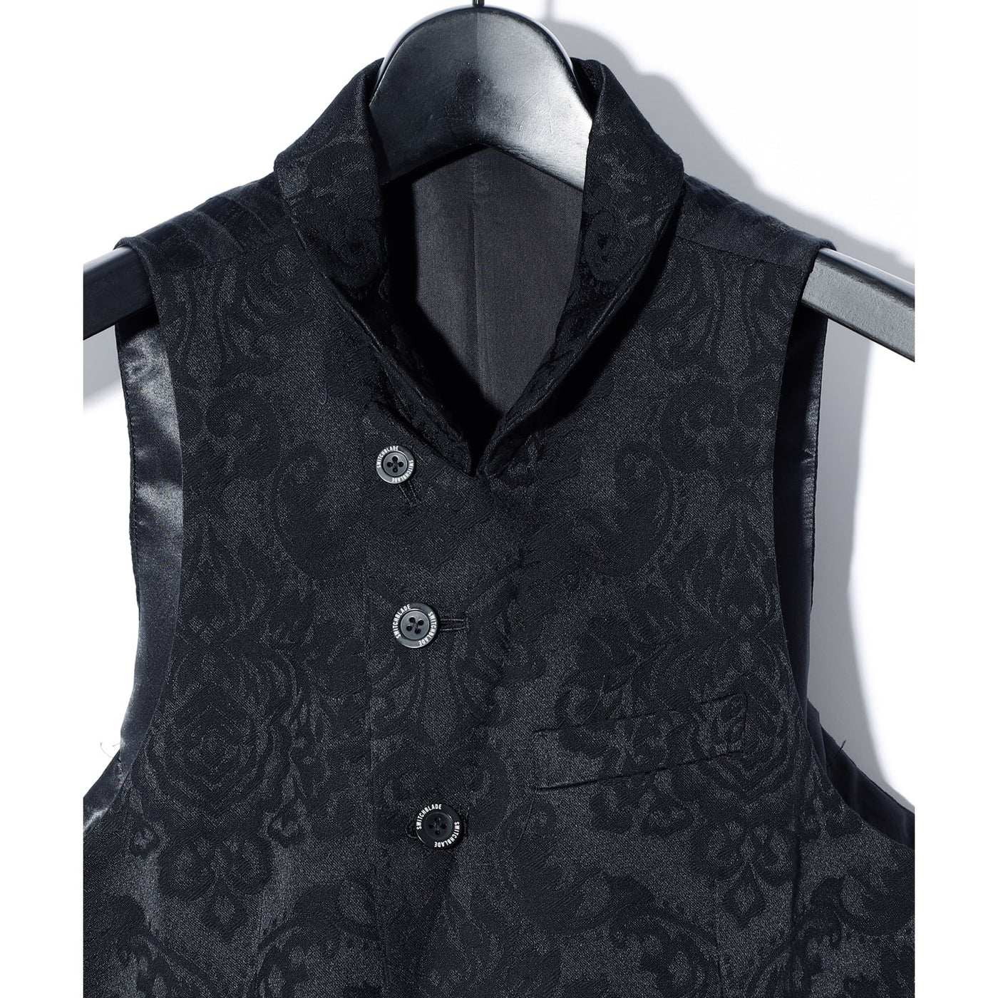 PEAKED LAPEL JACQUARD VEST / BLACK