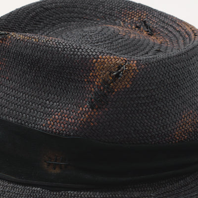 Damege&Burned Black Panama Hat / BLACK