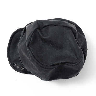 Leather Chain Turn Cap / BLACK