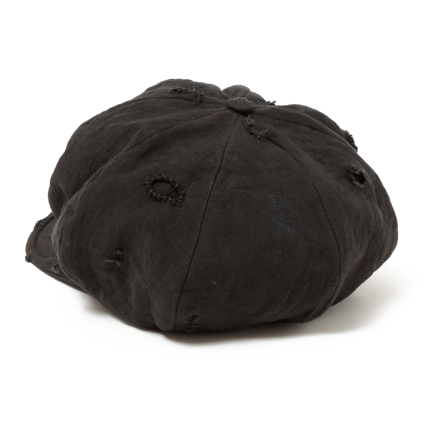 Dirty Black Linen Damaged Casquette / BLACK