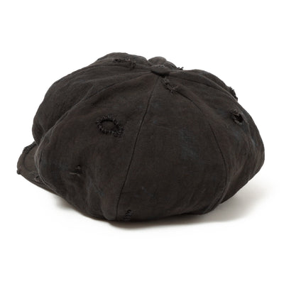Dirty Black Linen Damaged Casquette / BLACK