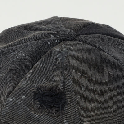 Painting & Damaged Denim Casquette / BLACK