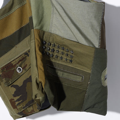 REMAKE PATCH WORK TACTICAL BODYBAG VEST / A:MIX KHAKI PATCH WORK