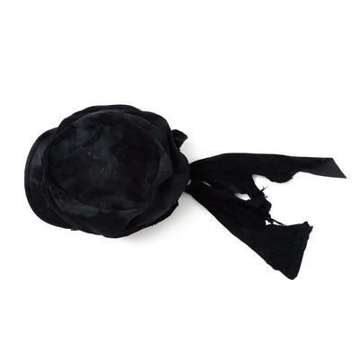 Bleached Black Leather Turn Cap / BLACK