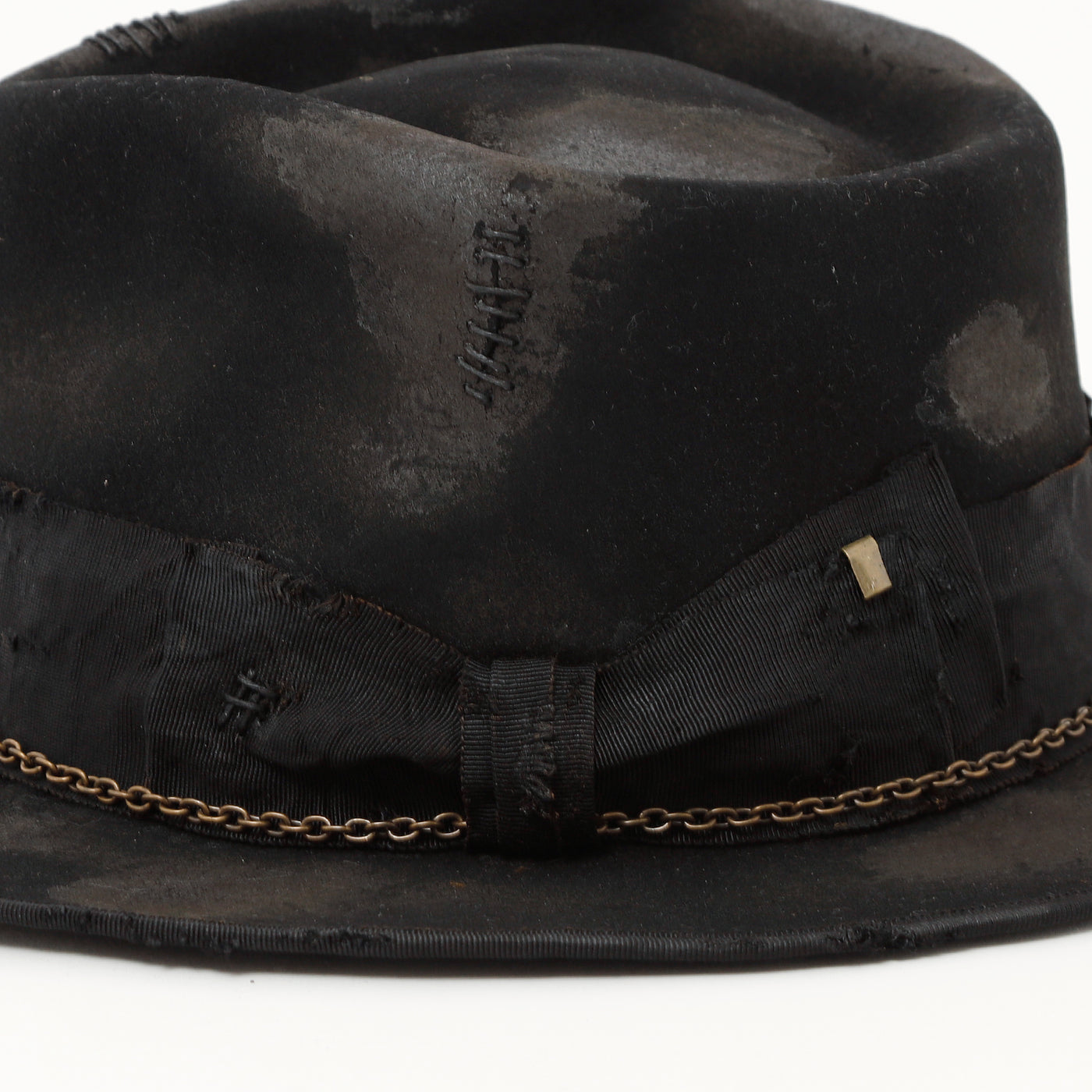 Burned Chain Fedora Hat / BLACK