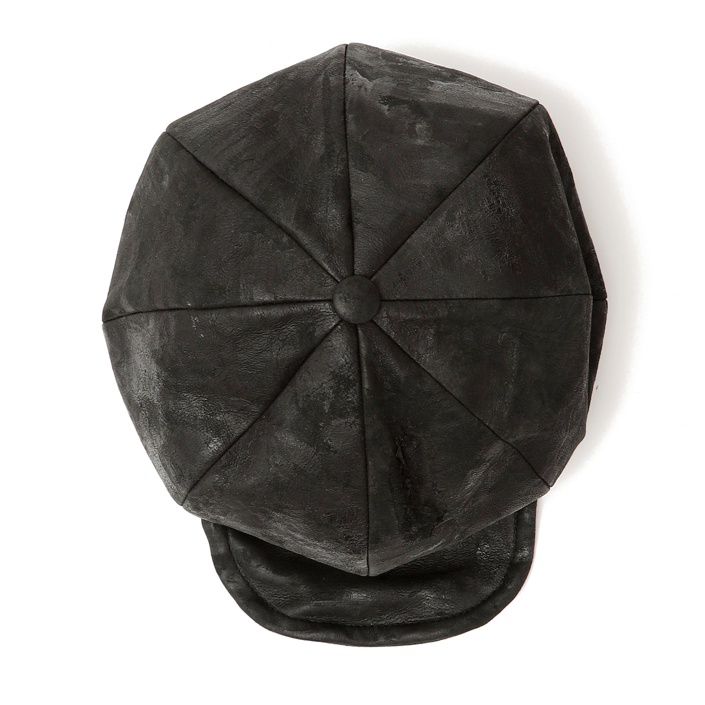 Wax Processing Leather Casquette / BLACK