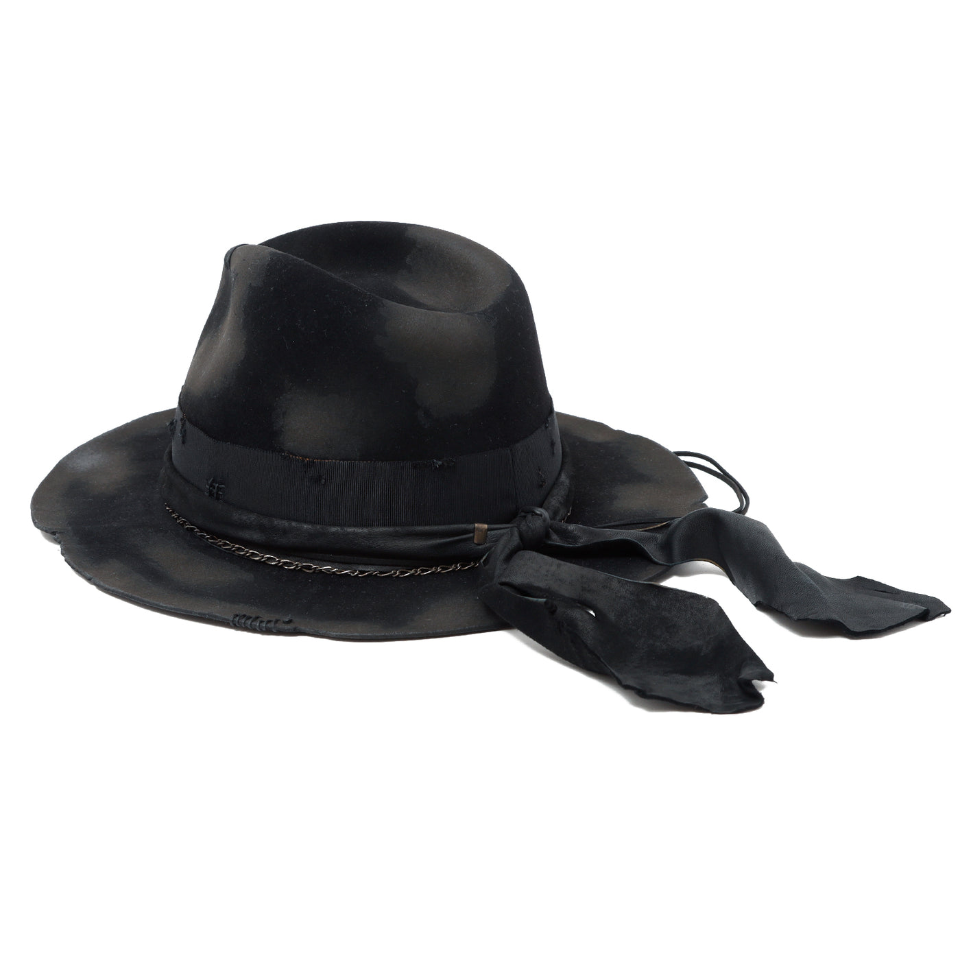 Triangles Hat 】バーン加工の炭のようなハイバック中折れハット 