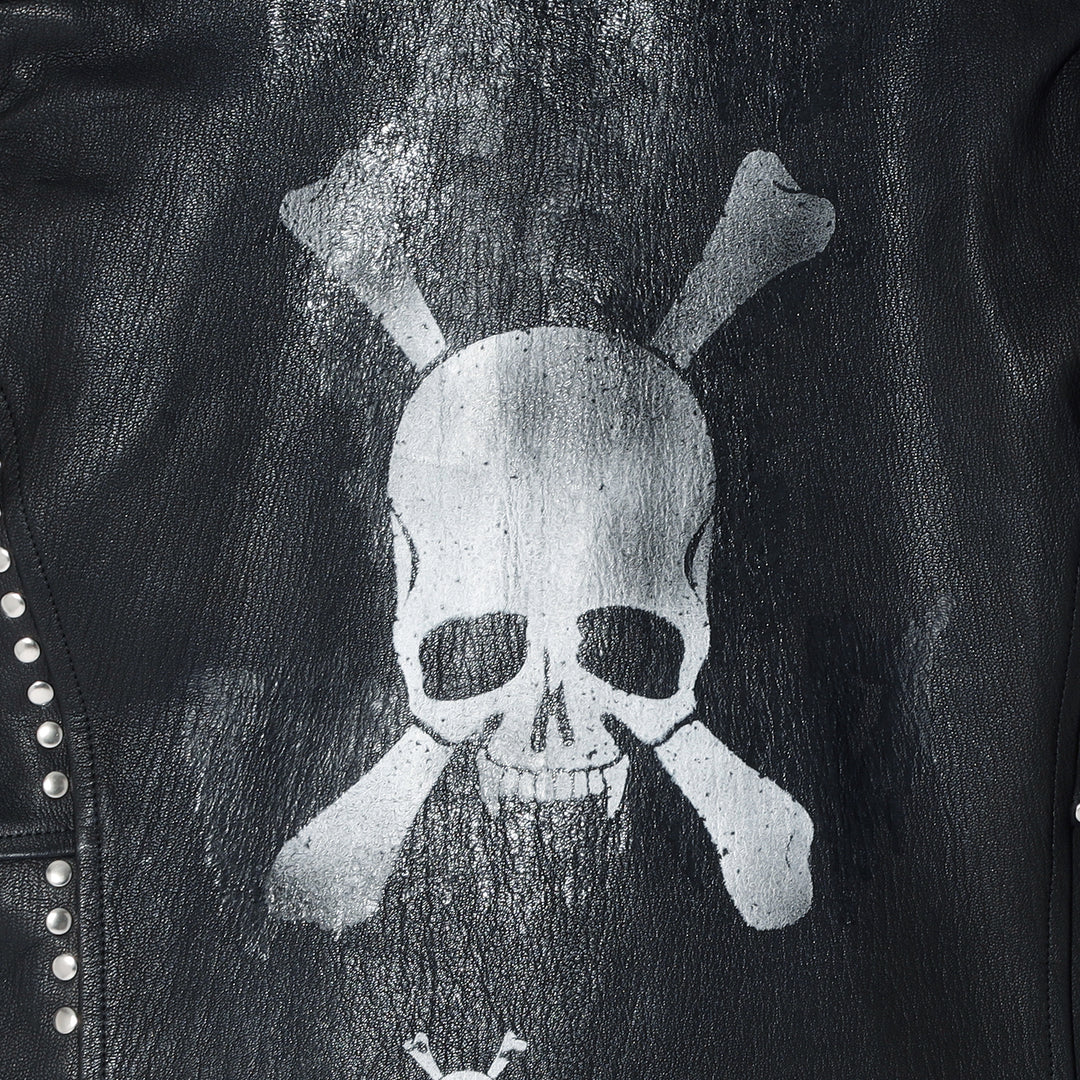 Roen(ロエン) REMAKE STUDS WHITE LEO SKULL RIDERS JKT / BLACK