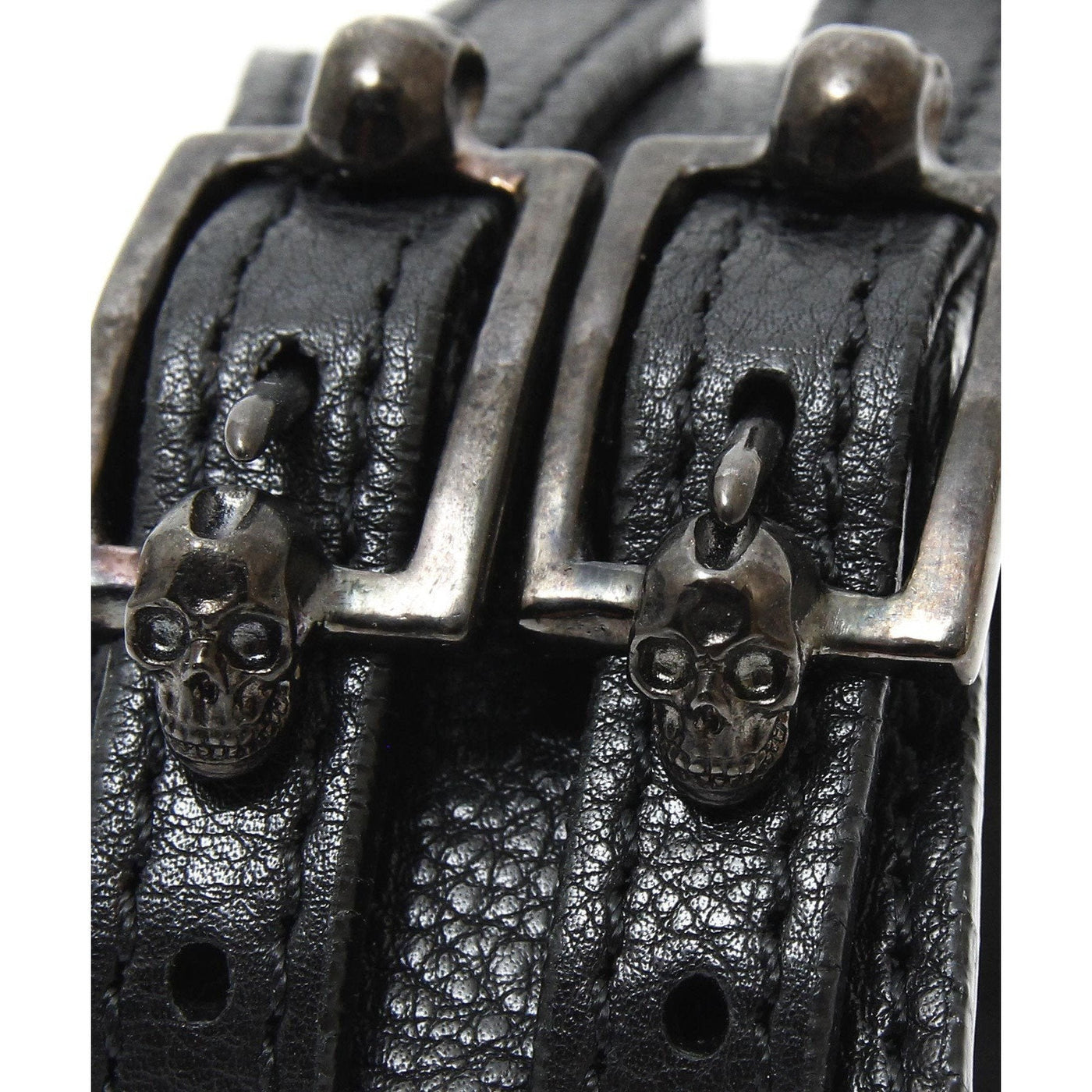 Skull Buckle Leather Bracelet / BLACK