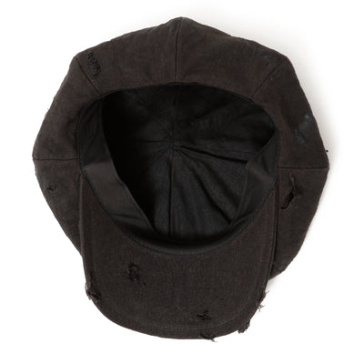 Dirty Black Linen Damaged Casquette / BLACK