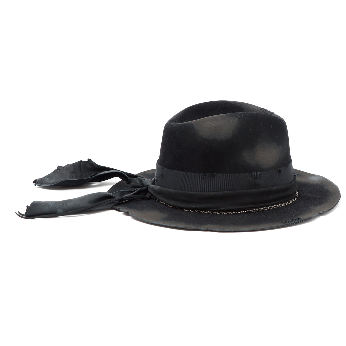 triangles hat(トライアングルズハット) Dangle Leather Burned Chain Hat / BLACK ...