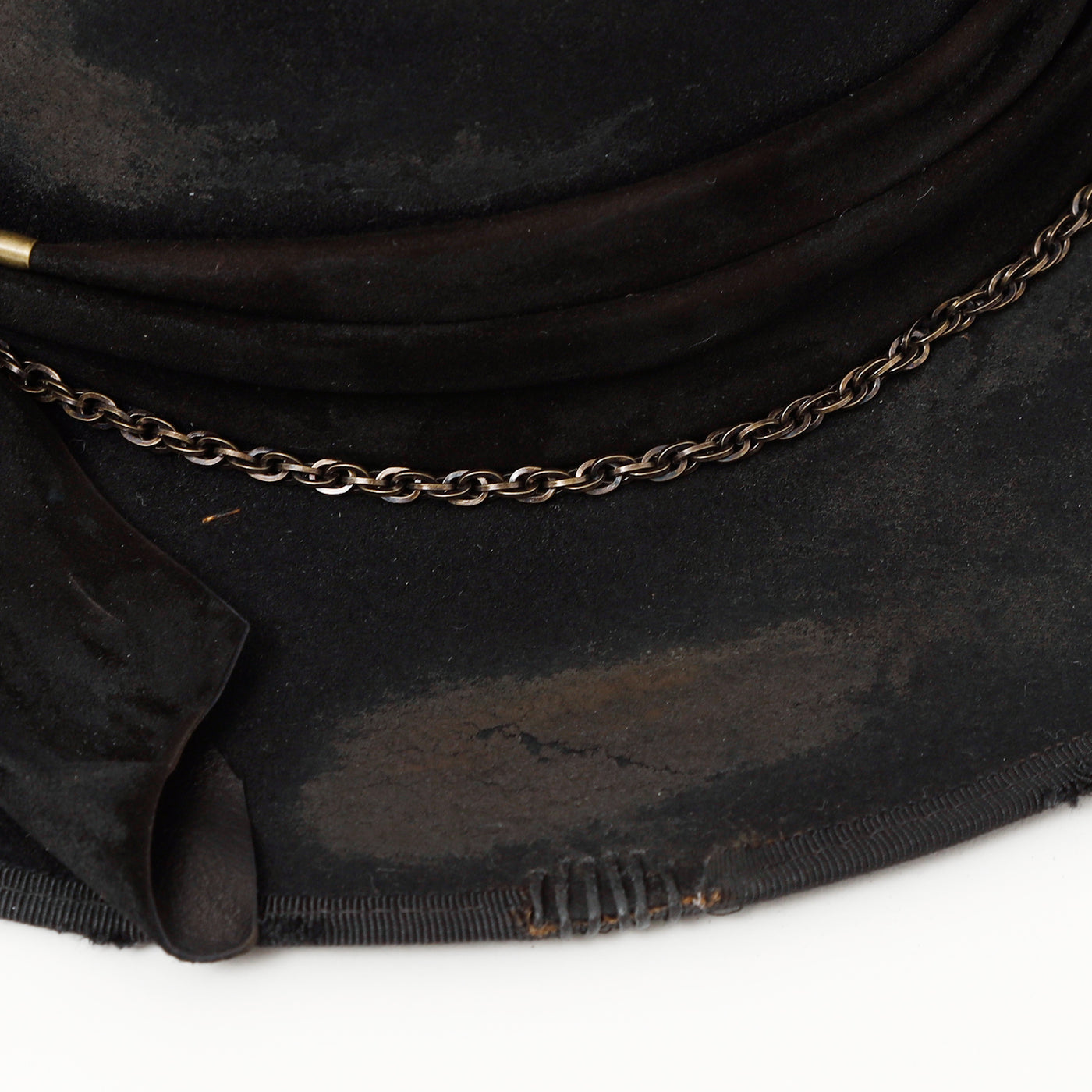 Leather & Chain Western Hat / BLACK