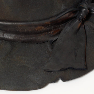 Charcoal Leather Flat Hat / BLACK