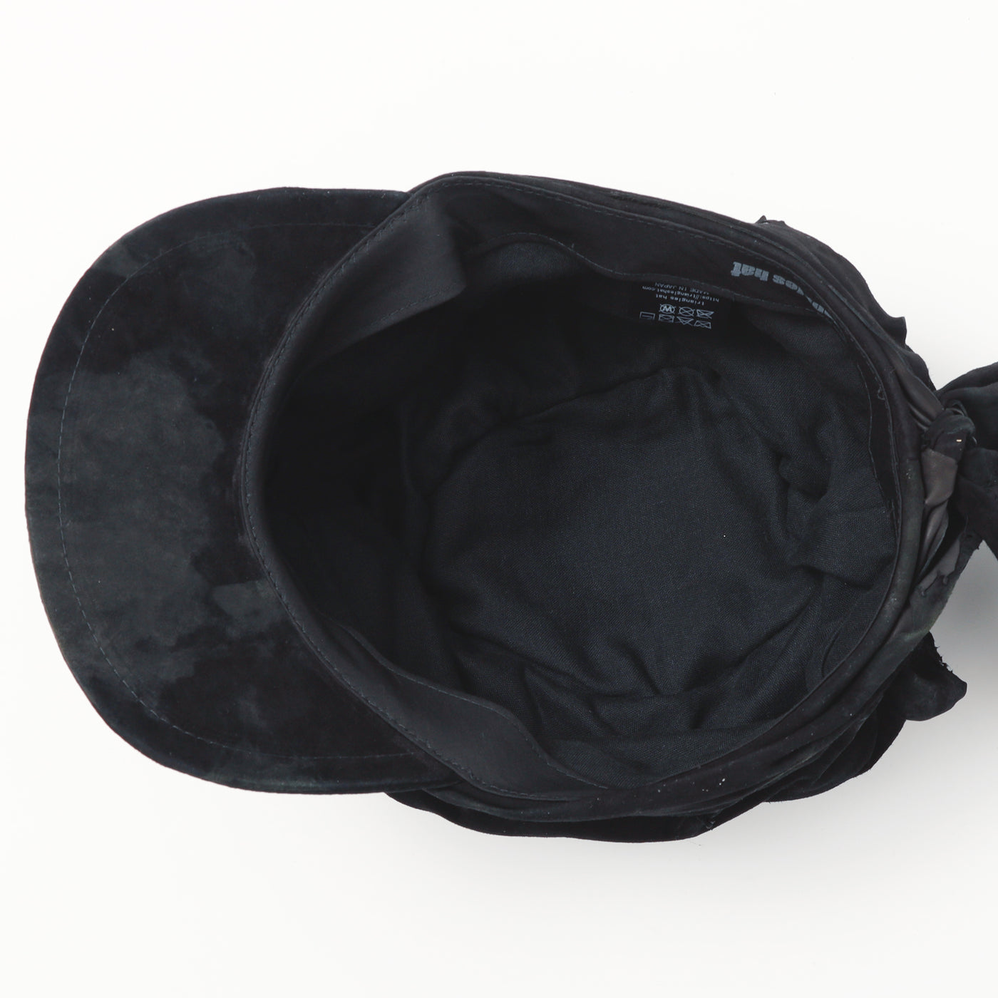 Bleached Black Leather Turn Cap / BLACK