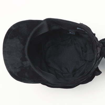 Bleached Black Leather Turn Cap / BLACK