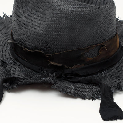 Black Paper Fedora Hat / BLACK