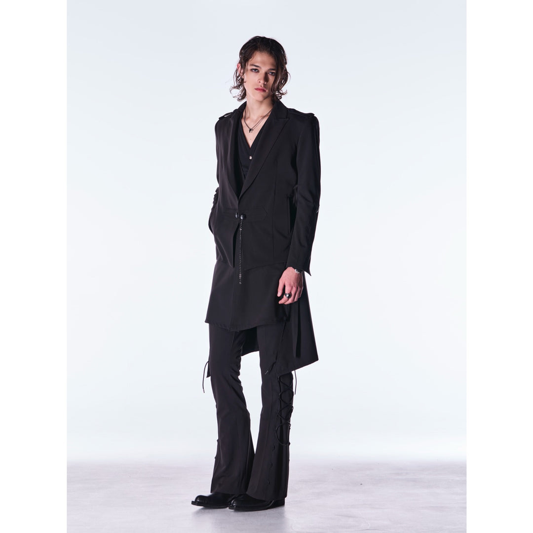 kiryuyrik(キリュウキリュウ)PE Gabardine LaceUpFlareSlacks / Black