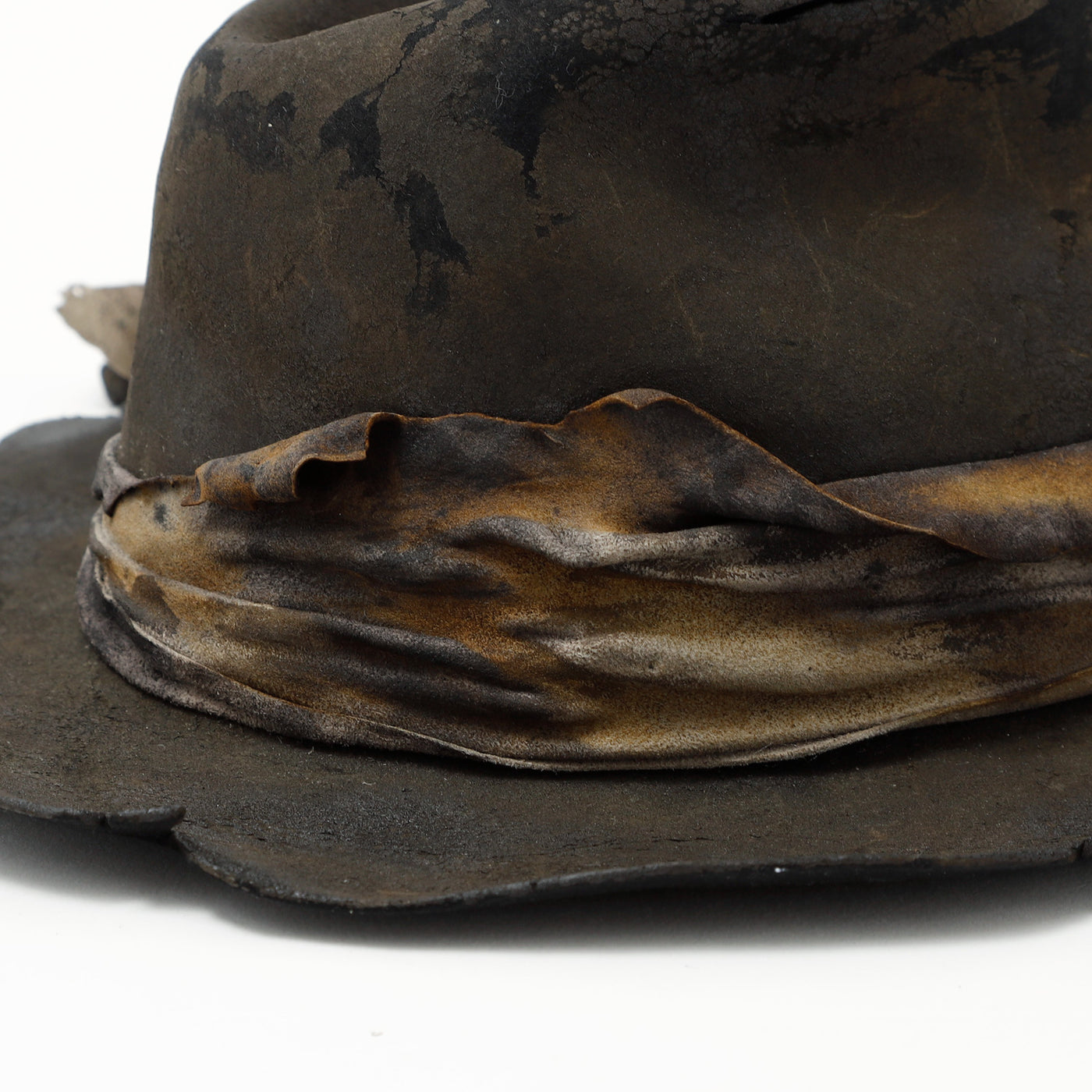 Dyed Leather Rabbit Charcoal Burned Hat / charcoal