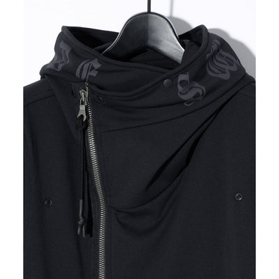 HIGH-NECK LONG HOODIE JK / BLACK