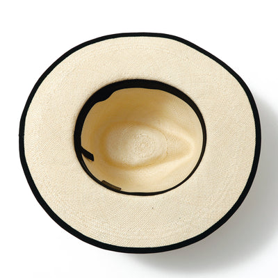 Feather Chain Fedora Panama Hat / BEIGE