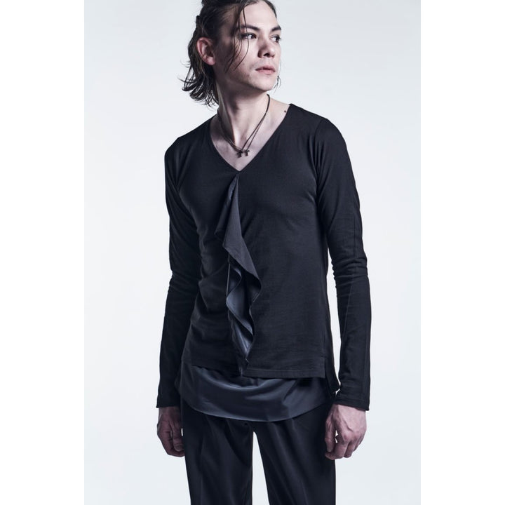 kiryuyrik(キリュウキリュウ)LayeredFrillT-Shirt / BLACK X BLACK