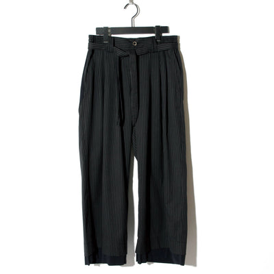 Waist Cord Wide Pants / BLACK STRIPE