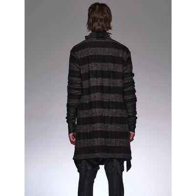 DamageBorder ShawlCardigan / Black&Gray