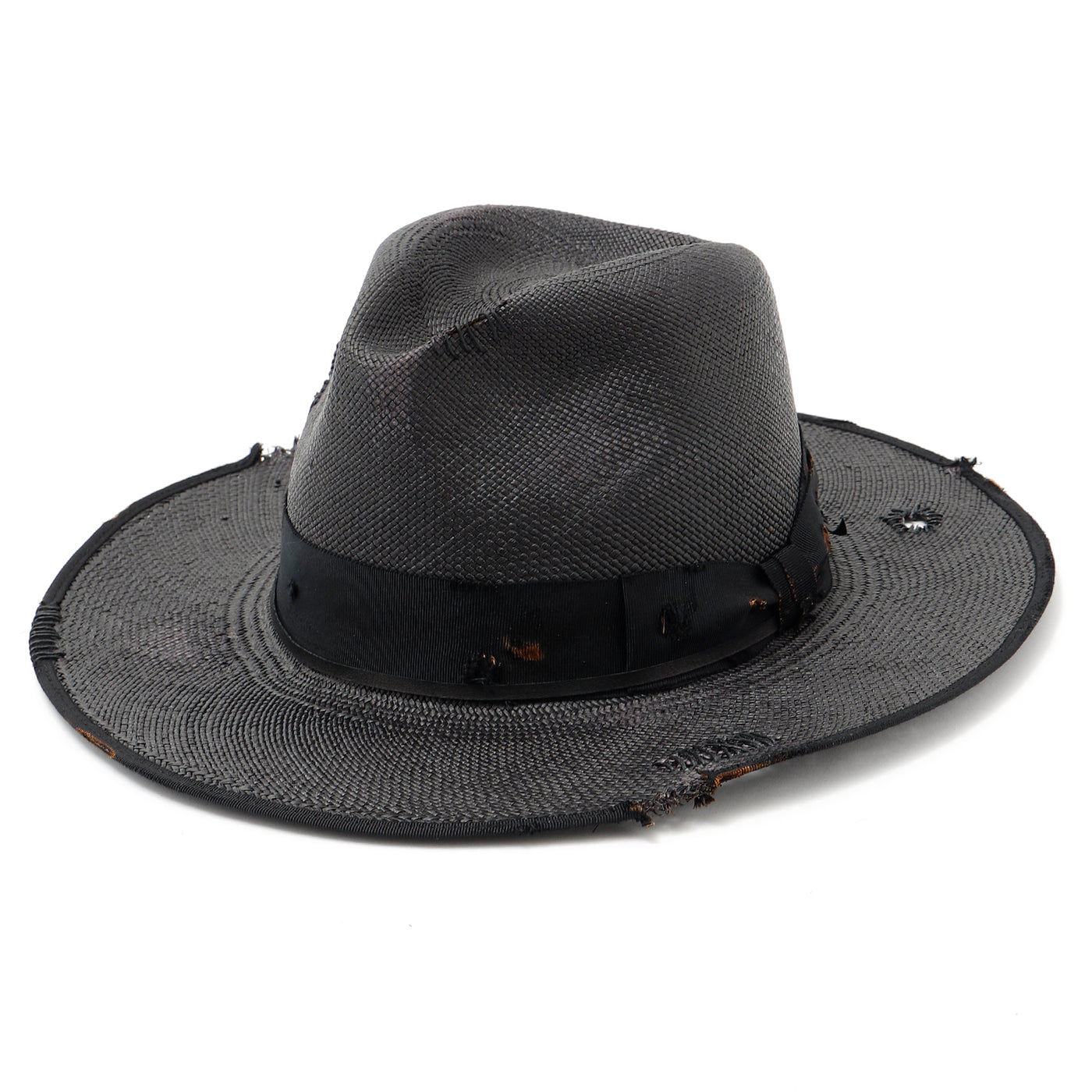 Grosgrain Ribbon Black Panama Hat / BLACK