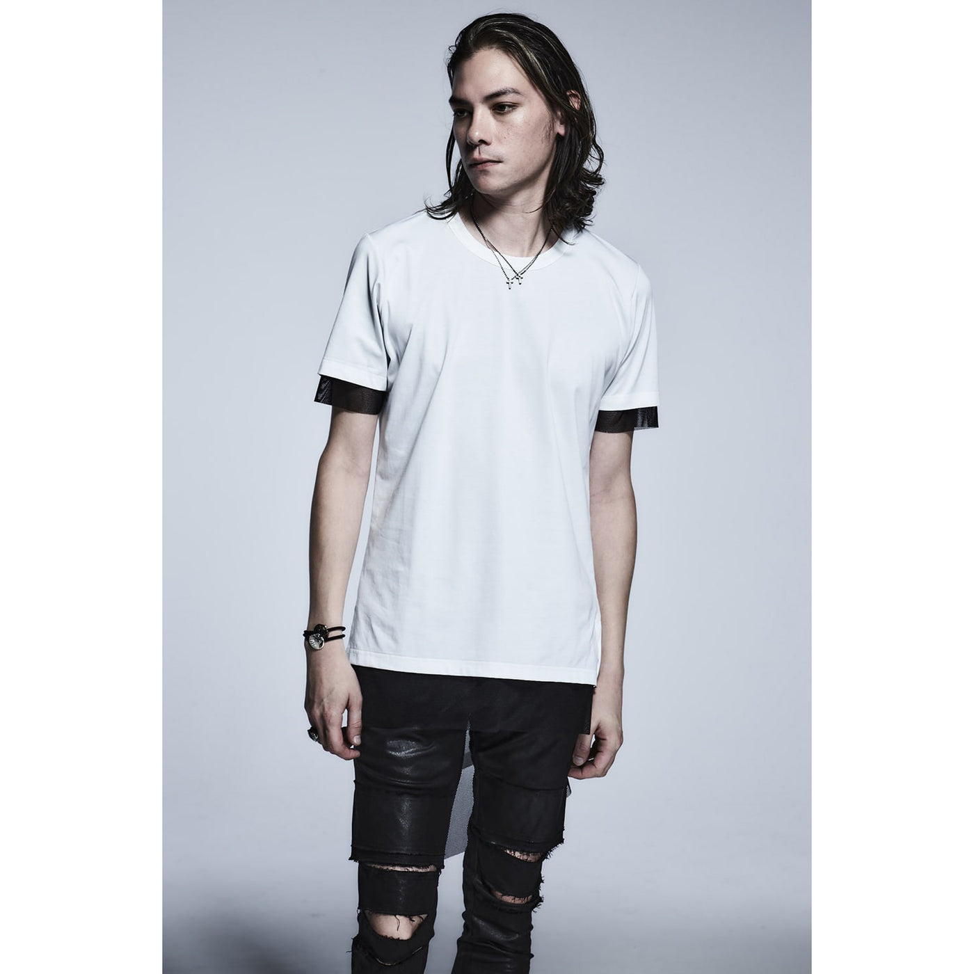 Layered Asymme T-Shirts / WHITE X BLACK