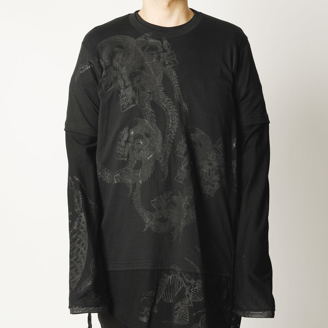 Shohei Takamiya レザー切替シャツ ロングシャツ ハンドメイド