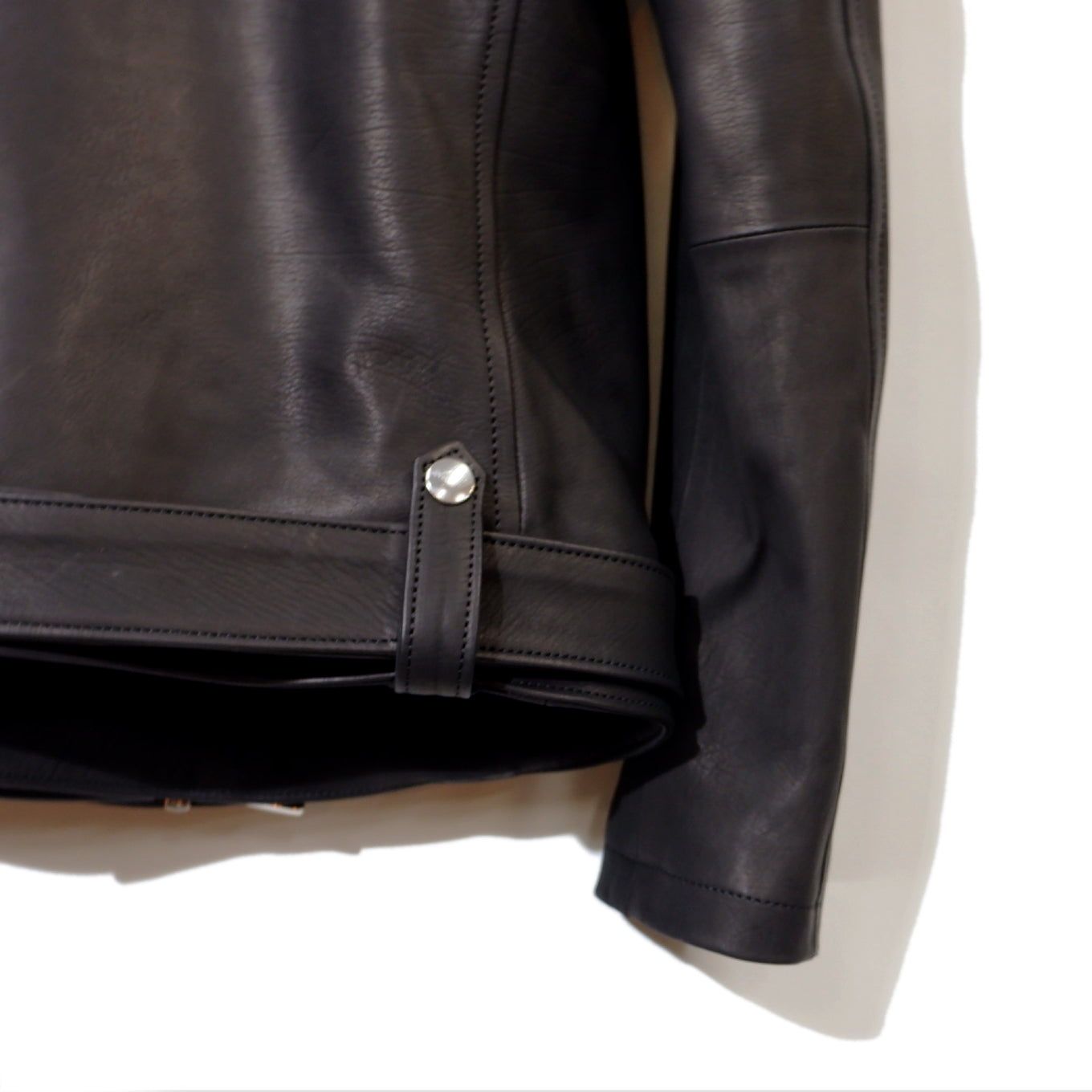 Calf Belted W Riders Jacket / BLACK