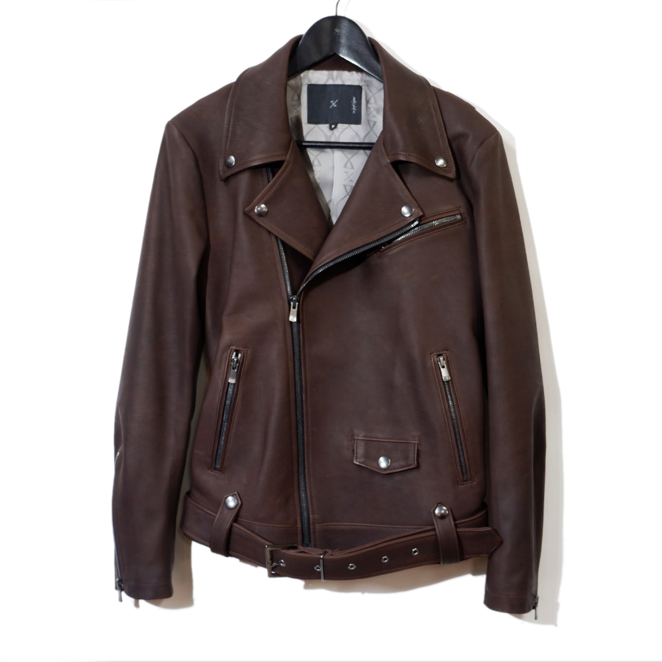 Calf Belted W Riders Jacket / D/BROWN
