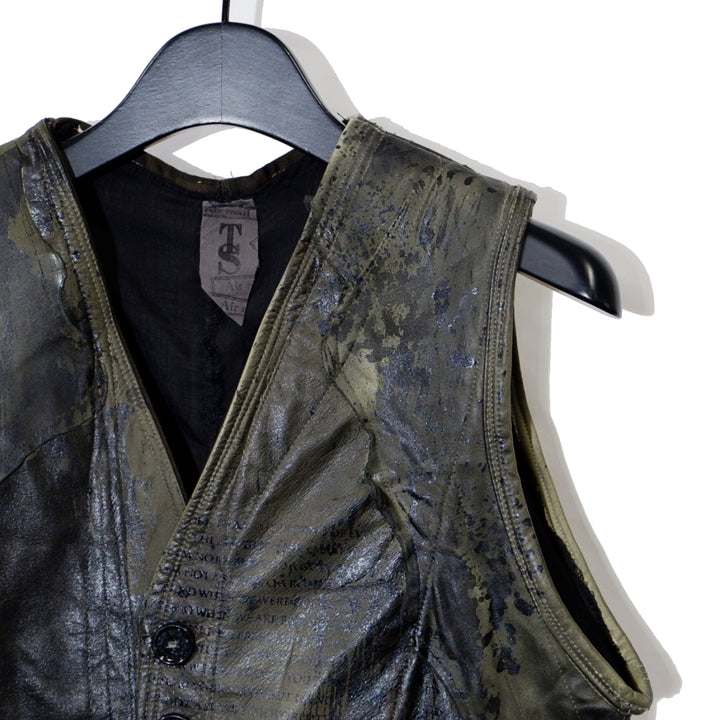 Shohei Takamiya Coating Leather Military Long Vest / KHAKI – ANRE 