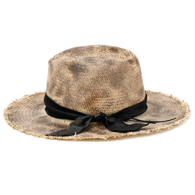 Leather Ribbon Burned Panama Hat / BEIGE