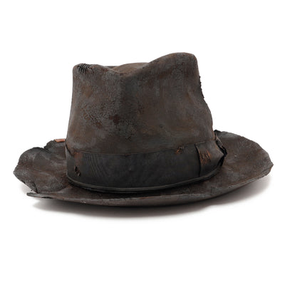 Rabbit Charcoal Burned Grosgrain Ribbon Hat / CHACOAL