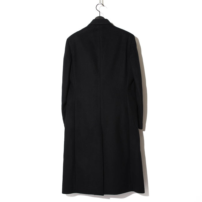Cashmere wool semi-double long coat / BLACK