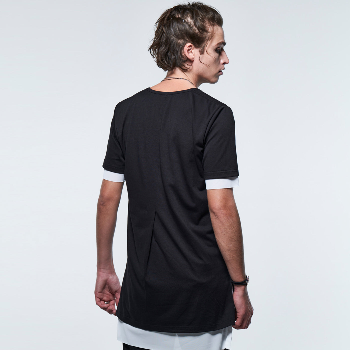 TENJIKU&TETO KnitLayeredT-Shirt / Black & White