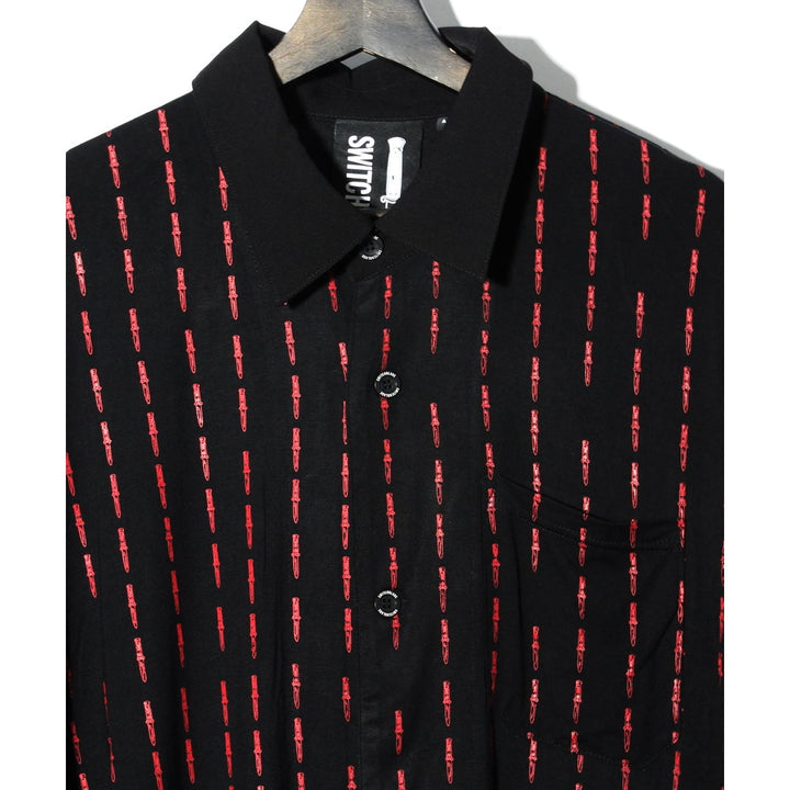 SWITCHBLADE(スイッチブレード)KNIFE PIN STRIPE LONG SHIRT / BLACK 