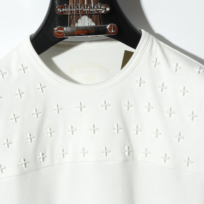 COMPACT PILE SIDE LINE CROSS STUDDED SHORT SLEEVE / A:OFF WHITE×ICE WHITE