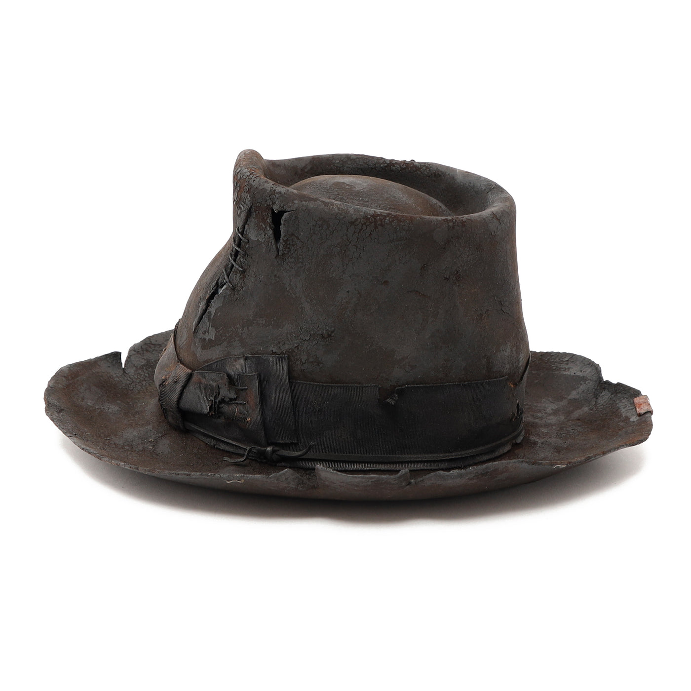 Rabbit Charcoal Burned Grosgrain Ribbon Hat / CHACOAL