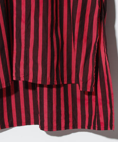 Striped long shirt / RED/BLACK