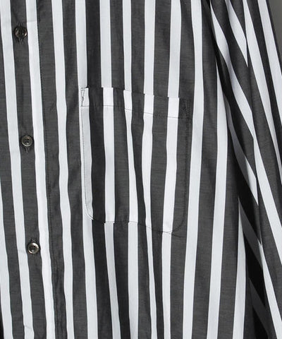 Back print striped long shirt WHITE/BLACK