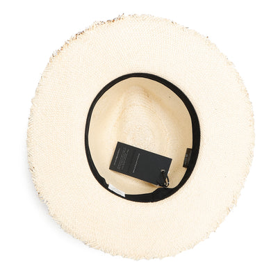 Leather Ribbon Burned Panama Hat / BEIGE